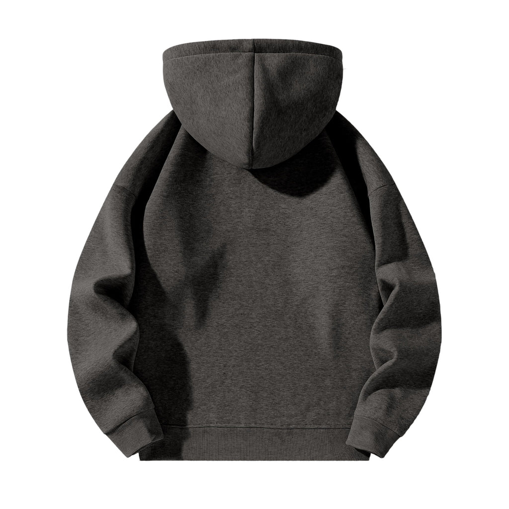 Men'S Quarter Zip Hoodies Zip up Solid Color Hoodie Long Sleeve Drop Shoulder Sweatshirt Casual Pullover Dark Gray 2XL