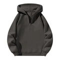 Men'S Quarter Zip Hoodies Zip up Solid Color Hoodie Long Sleeve Drop Shoulder Sweatshirt Casual Pullover Dark Gray 2XL