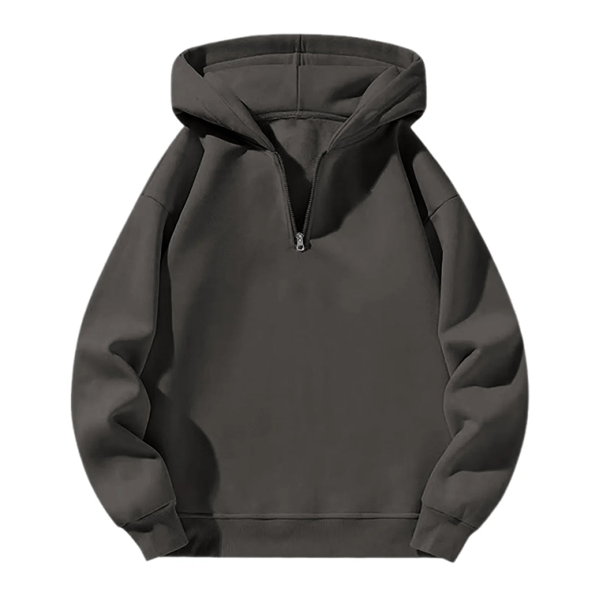 Men'S Quarter Zip Hoodies Zip up Solid Color Hoodie Long Sleeve Drop Shoulder Sweatshirt Casual Pullover Dark Gray 2XL